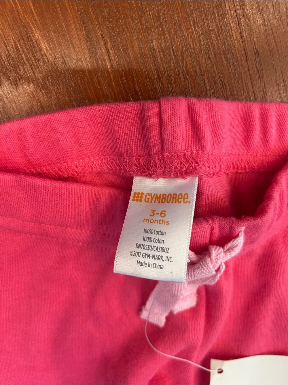 Gymboree Hot Pink Leggings with Light Pink Heart Knee Patches